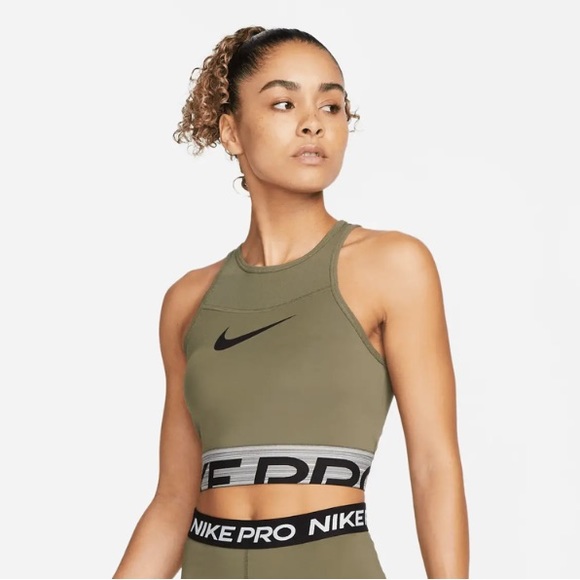 Nike Tops Nwt Ladies Nike Pro Drifit Olive Cropped Sleeveless